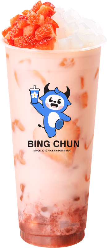Strawberry Bobo Jasmine Milk Tea — bubble tea from Bing Chun Sri Lanka