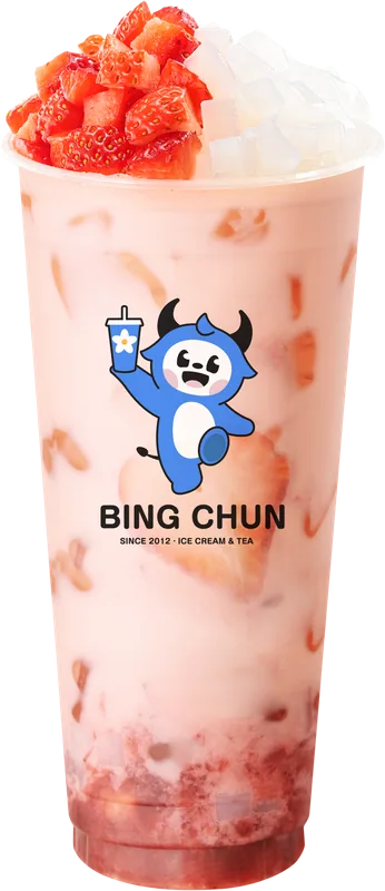 Strawberry Bobo Jasmine Milk Tea — bubble tea from Bing Chun Sri Lanka